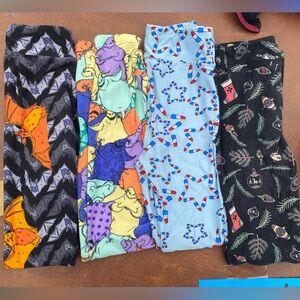 Set of 4 kids l/xl lularoe leggings Disney Christmas Halloween